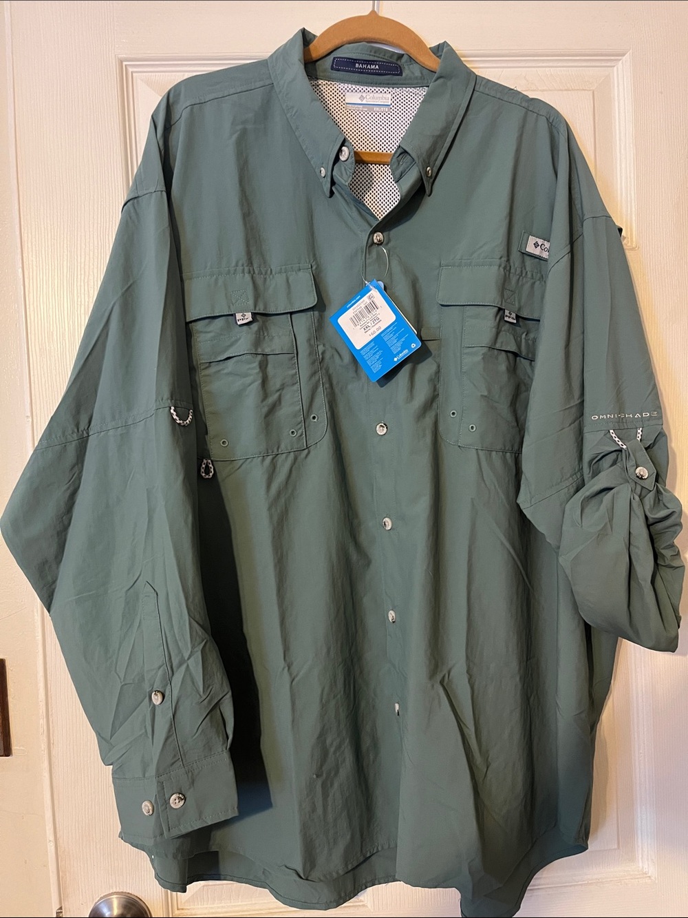NWT Columbia PFG Men's Sage Green 50 UPF Rated Lightweight Fishing Shirt XXL